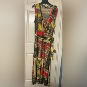 NWT mlle Gabrielle maxi dress olive green red size 2X